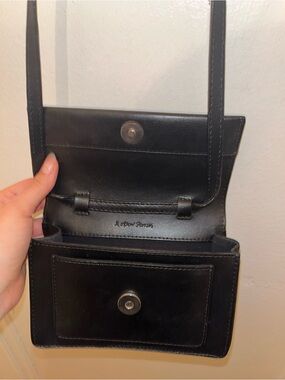 & Other Stories Mini Black Leather Crossbody Bag / Clutch with Magnetic Closure